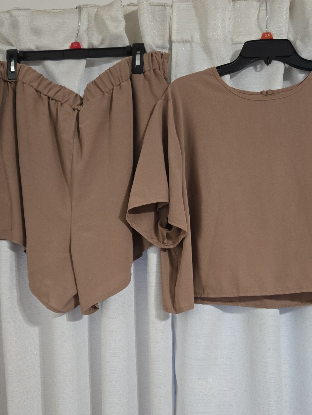 SHEIN Curve Relaxed Tan Two-Piece Loungewear Set